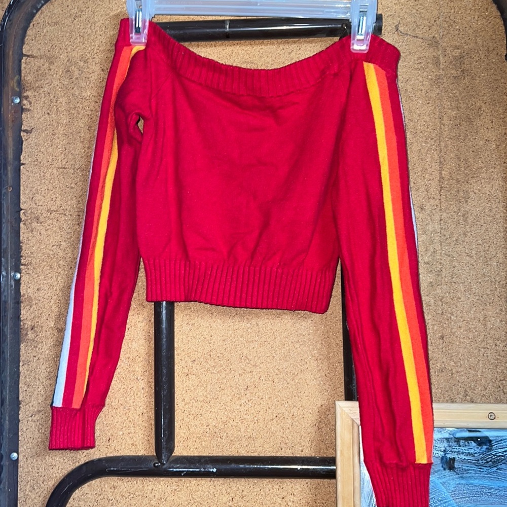 Red Off the Shoulder Crop Top